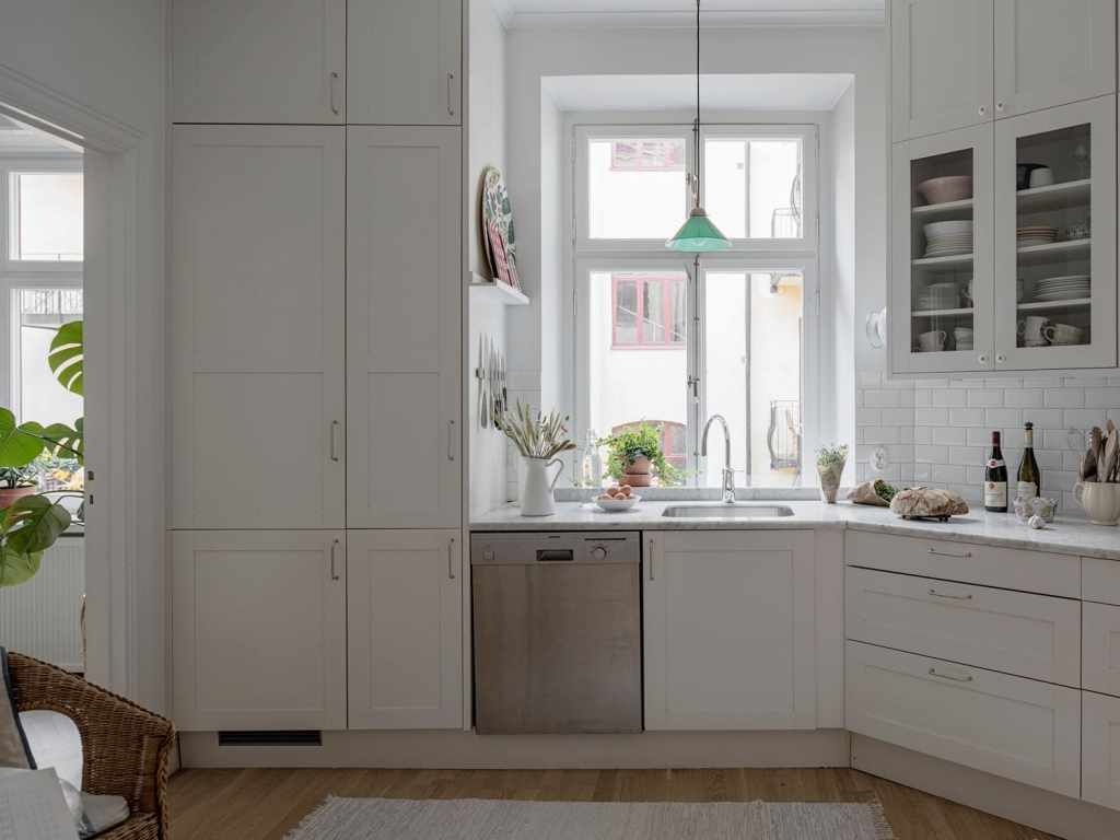 Bright white kitchen with subway tile in New Britain CT
